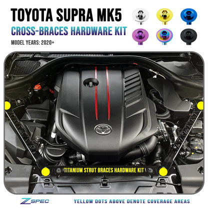 ZSPEC Front Strut Cross-Braces Fasteners for '20+ Toyota Supra MKV GR A90, Titanium