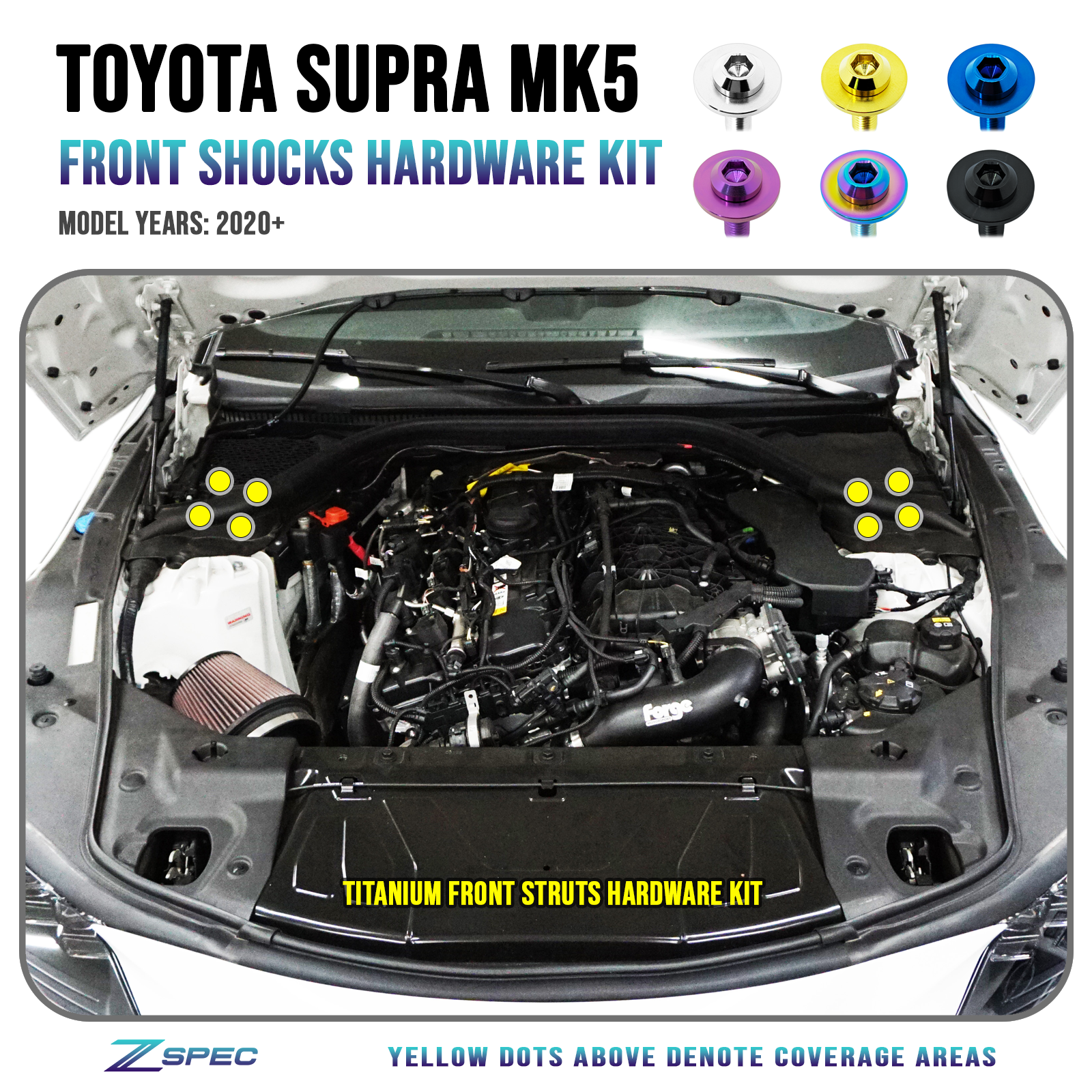 ZSPEC Front Struts Fastener Kit for '20+ Toyota Supra MKV GR A90, Grade-5 Titanium
