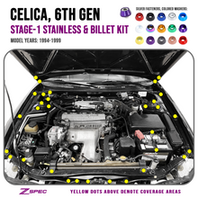 ZSPEC "Stage 1" Dress Up Bolts® Fastener Kit for '94-99 Toyota Celica, Stainless & Billet