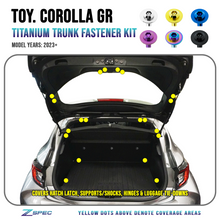 ZSPEC Trunk-Area Fastener Kit for the GR Corolla, Hinges/Struts/Latch/Tie-Down Hooks, Titanium