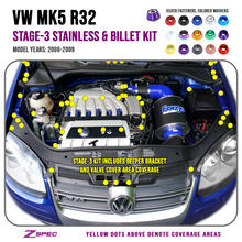 ZSPEC "Stage 3" Dress Up Bolts® Fastener Kit for '06-09 VW Golf R32 MK5, Stainless & Billet