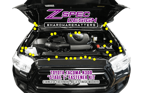 ZSPEC "Stage 1" Dress Up Bolts® Fastener Kit for '16-23 Toyota Tacoma N300, Stainless & Billet