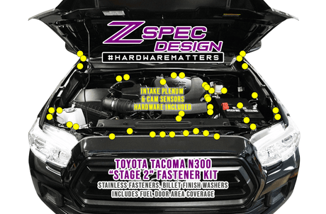 ZSPEC "Stage 2" Dress Up Bolts® Fastener Kit for '16-23 Toyota Tacoma N300, Stainless & Billet