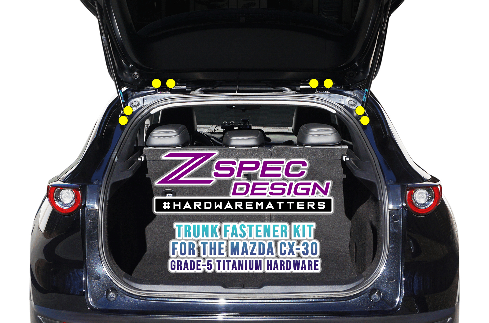 ZSPEC Trunk-Area Fastener Kit for the '20-24 Mazda CX-30, Titanium