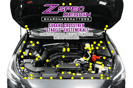 ZSPEC "Stage 3" Dress Up Bolts® Fastener Kit for '18-24 Subaru CrossTrek, Stainless & Billet Hardware