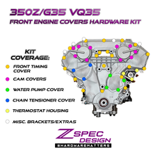 ZSPEC VQ35DE Front-Engine Covers Fastener Kit, CAM/Water Pump/Tensioner, Stainless & Billet