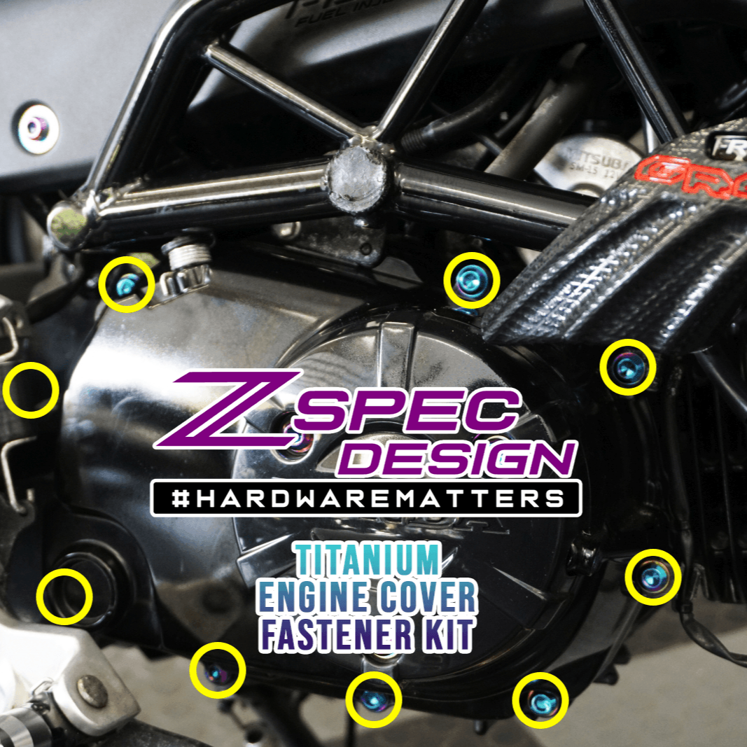 ZSPEC "Right-Side Engine Cover" Fastener Kit for the Honda Grom, Grade-5 Titanium