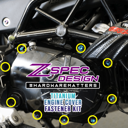 ZSPEC "Right-Side Engine Cover" Fastener Kit for the Honda Grom, Grade-5 Titanium