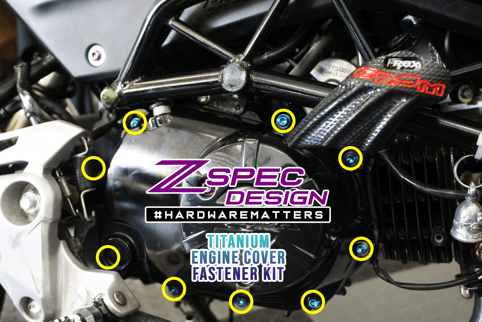 ZSPEC "Right-Side Engine Cover" Fastener Kit for the Honda Grom, Grade-5 Titanium