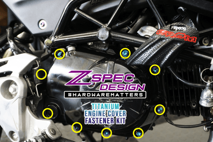 ZSPEC "Right-Side Engine Cover" Fastener Kit for the Honda Grom, Grade-5 Titanium