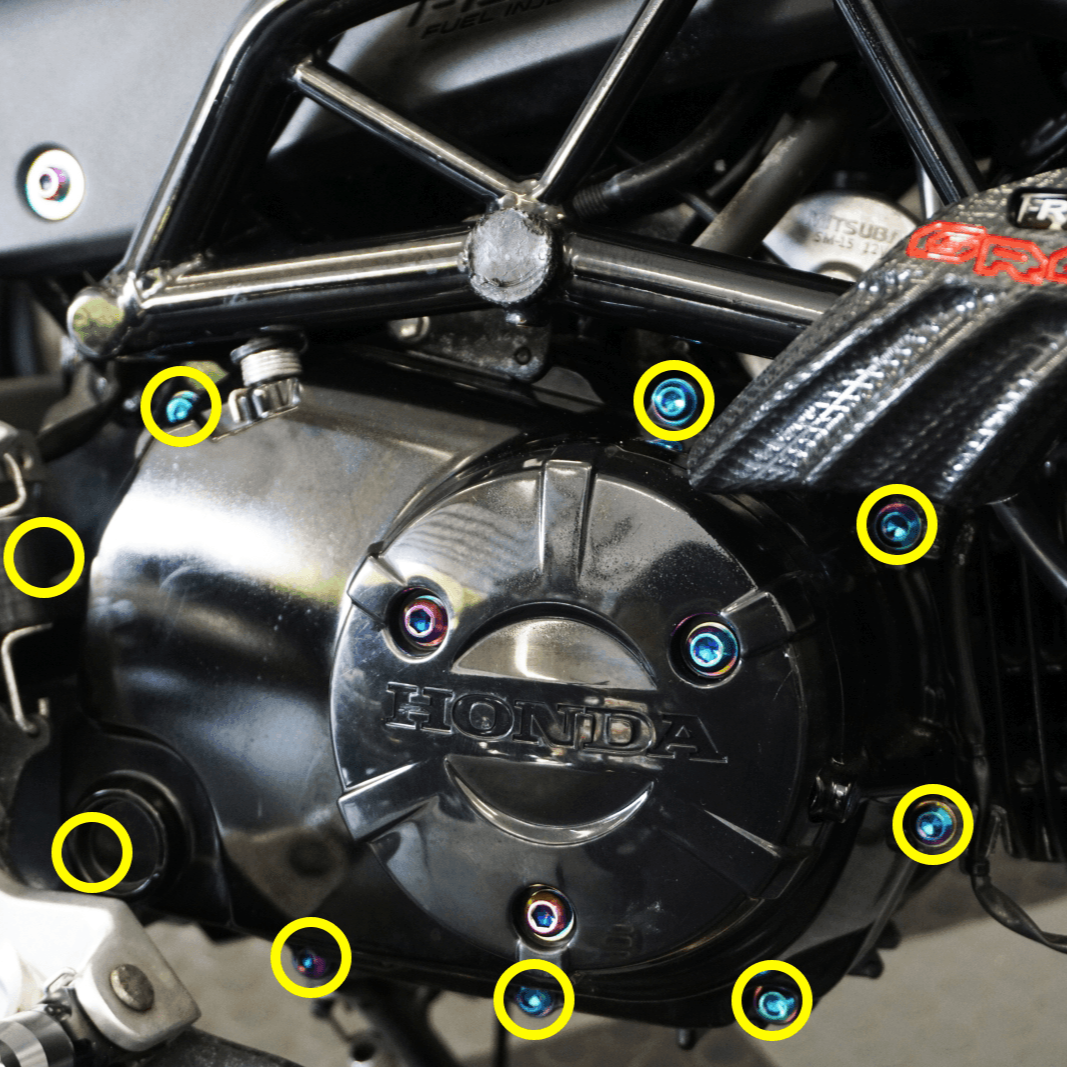 ZSPEC "Right-Side Engine Cover" Fastener Kit for the Honda Grom, Grade-5 Titanium