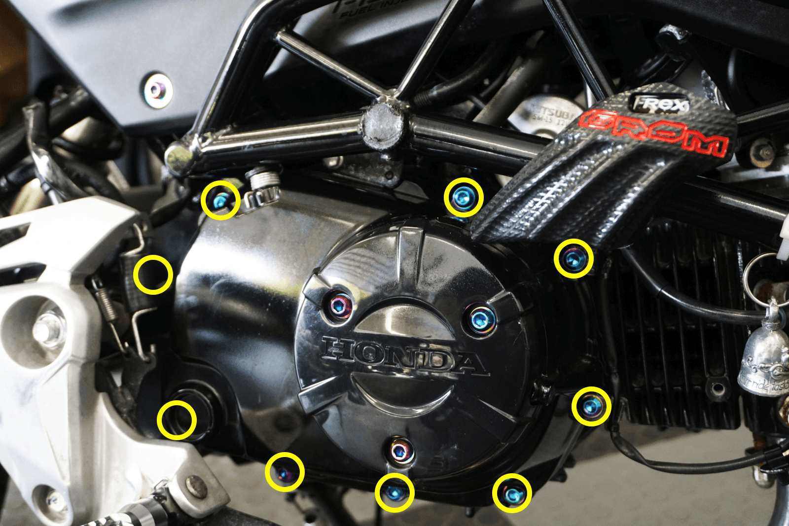 ZSPEC "Right-Side Engine Cover" Fastener Kit for the Honda Grom, Grade-5 Titanium