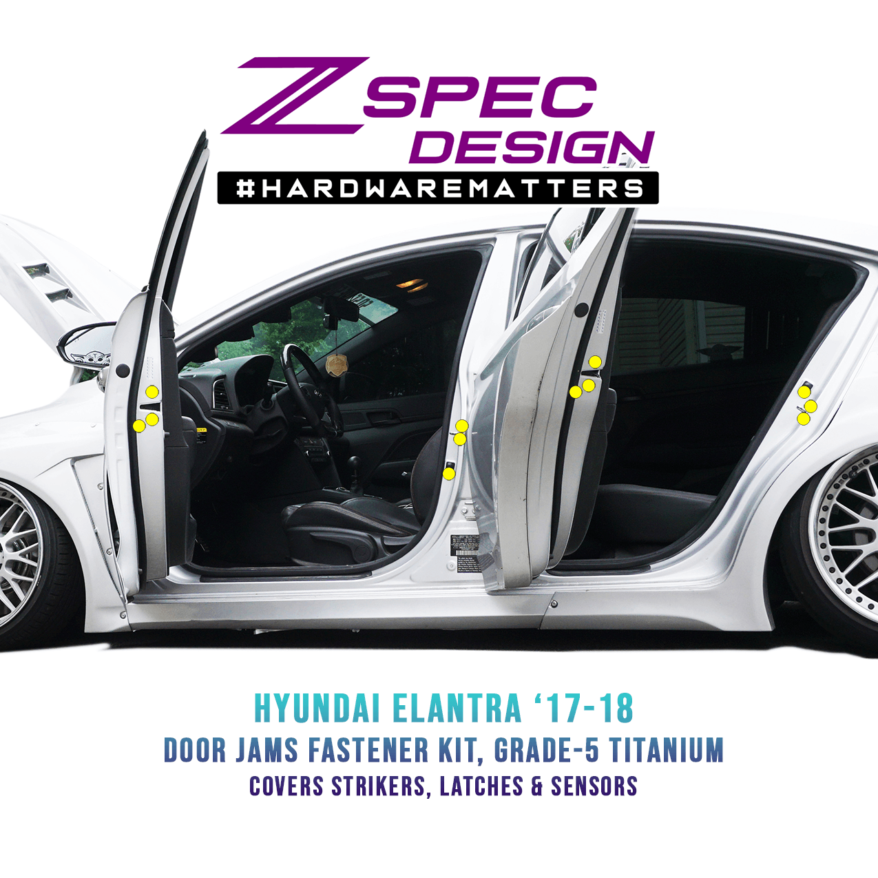 ZSPEC Dress Up Bolts® Fastener Kit for '17-18 Hyundai Elantra Door-Jams Area, Titanium