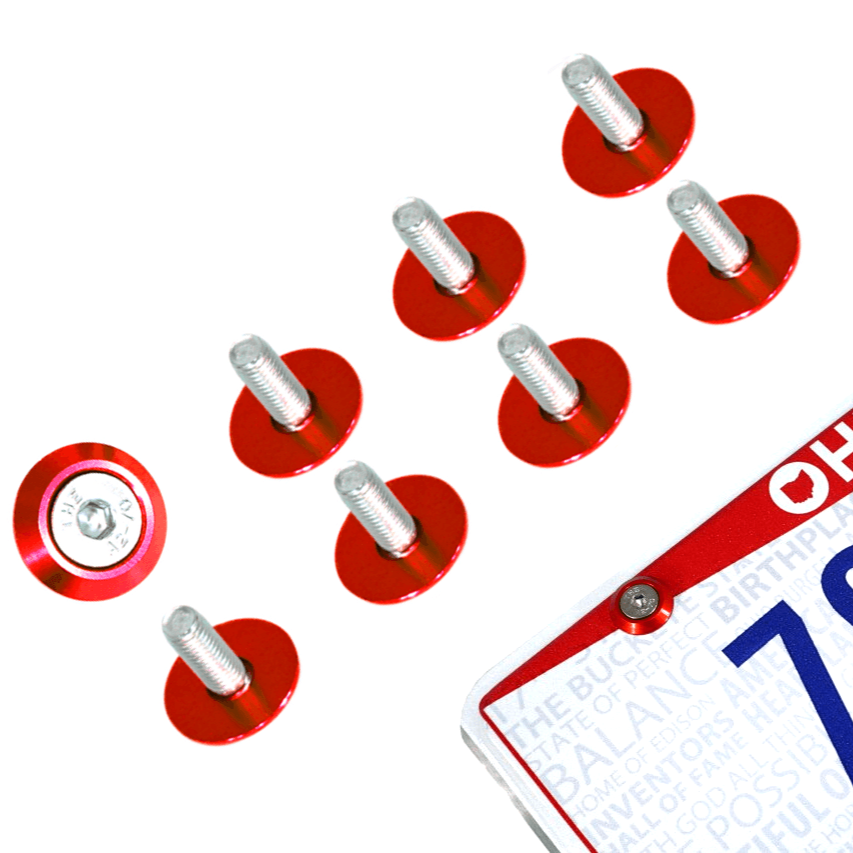 ZSPEC License Plate Bolts, Fender-Style, M6-1.0 Stainless & Billet Washers, 8-Pack
