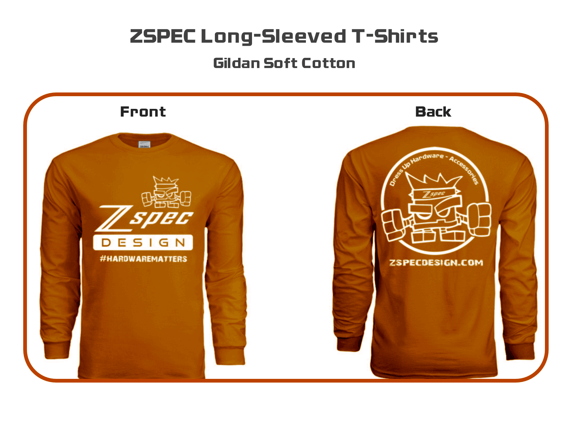 ZSPEC Long-Sleeve Cotton T-Shirt, Burnt Orange