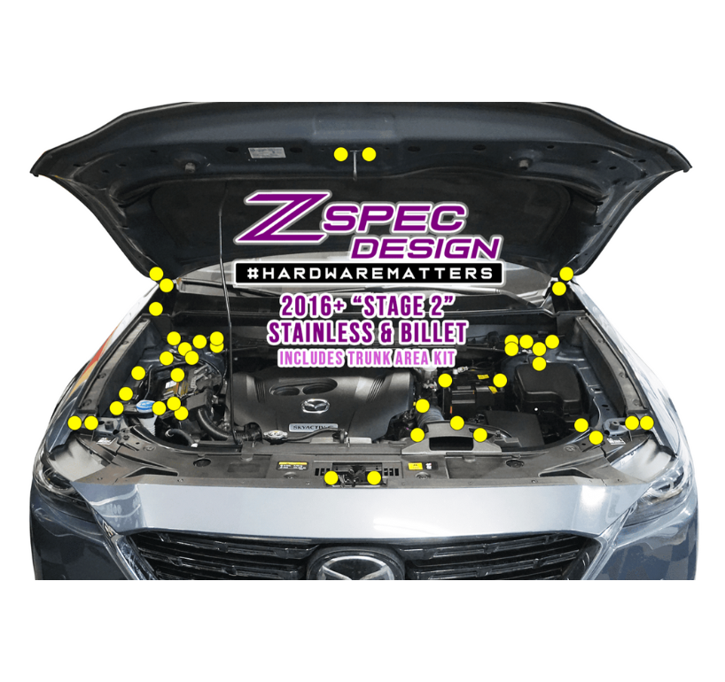 ZSPEC Stage-2 Dress Up Bolts® Fastener Kit for '16-23 Mazda CX-9, Stainless & Billet