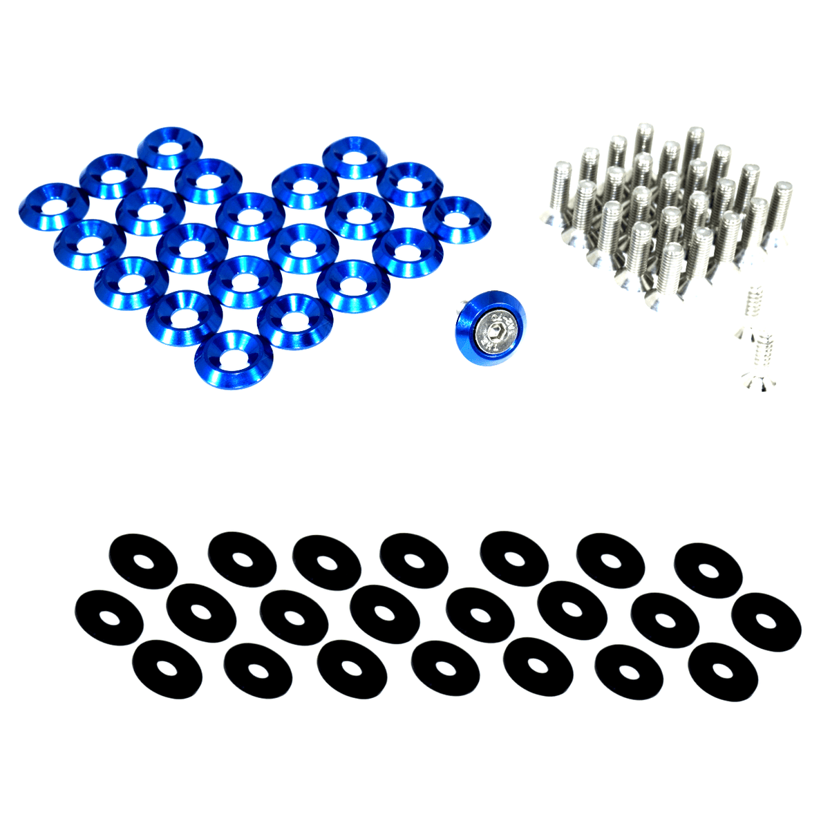 ZSPEC Fenders/Top-of-Bumper/Headlights Fasteners for '07-13 Mitsubishi Lancer EVO X 10, Stainless & Billet