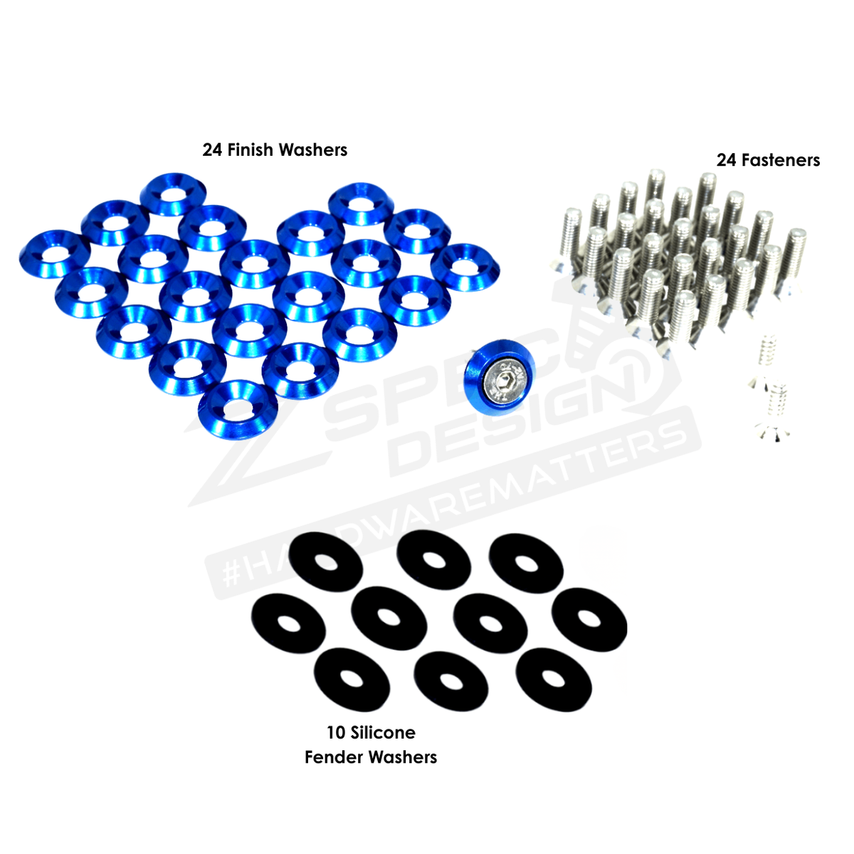 ZSPEC Fenders/Top-of-Bumper/Headlights Fasteners for 07-13 Mitsubishi Lancer EVO X 10, Stainless & Billet