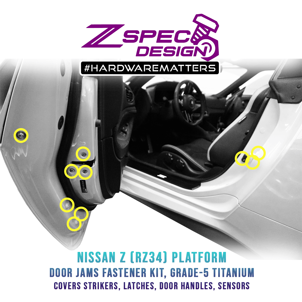 ZSPEC Dress Up Bolts® Fastener Kit, Door Jams Area for 2023+ Nissan Z RZ34, Titanium