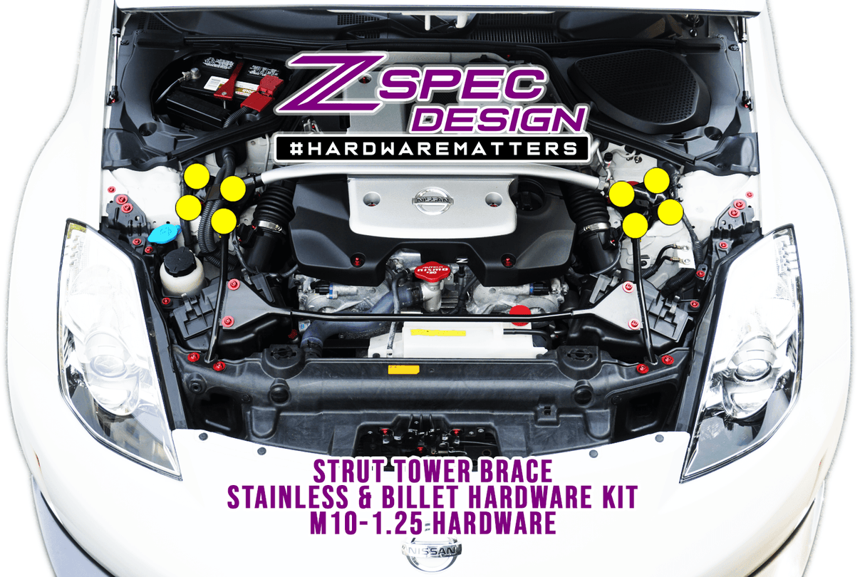 ZSPEC Strut Brace Fastener Kit for '03-09 Nissan 350z Z33, Stainless & Billet