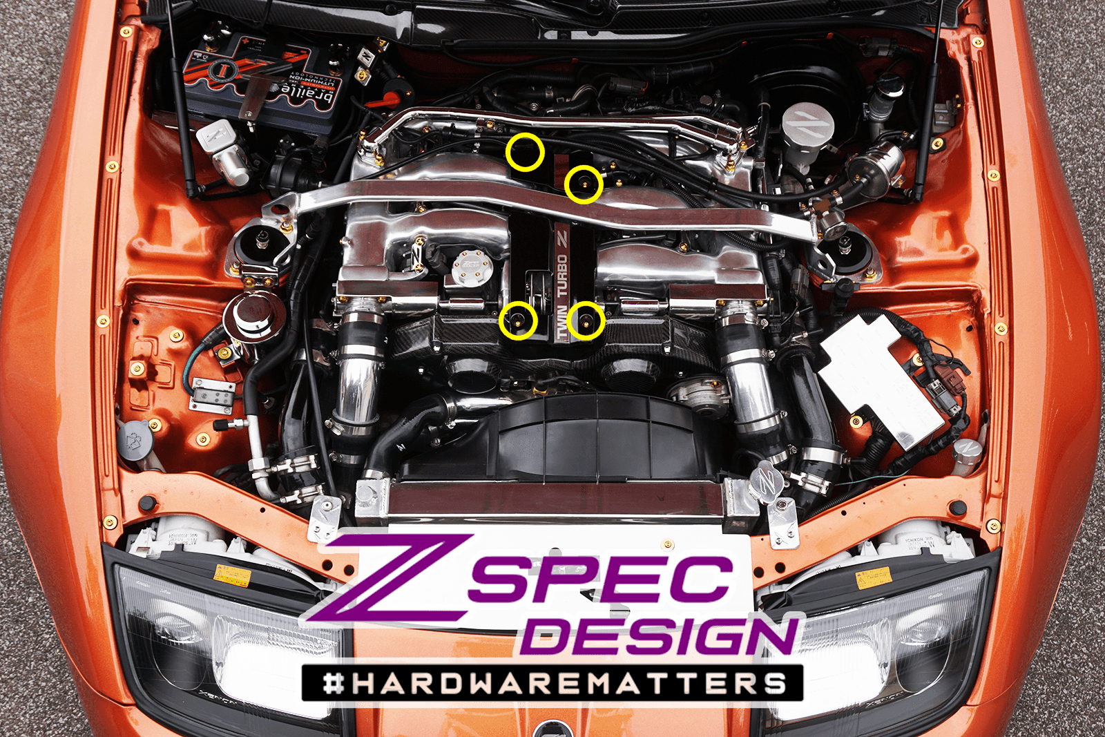 ZSPEC Throttle Cable Cover Fasteners for '90-96 Nissan 300zx Z32, Titanium
