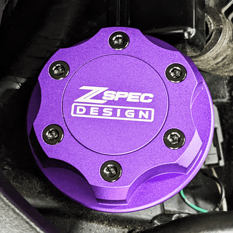 ZSPEC Billet Oil Filler Cap for Nissan/Infiniti/Datsun, Purple Cap w/ Titanium Accents