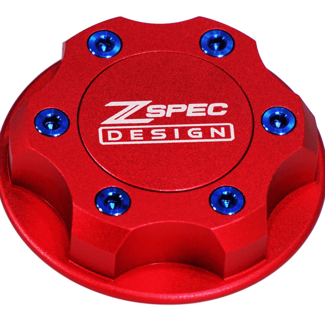 ZSPEC Billet Oil Filler Cap for Nissan/Infiniti/Datsun, Red Cap w/ Titanium Accents