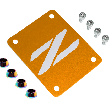ZSPEC Orange-Gold PTU Holes Cover Plate for Z32 300zx, Billet, w/ Hardware