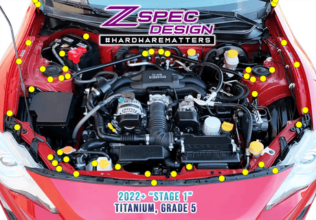 ZSPEC "Stage 1" Dress Up Bolts® Fastener Kit for Scion FRS, Subaru BRZ, Toyota 86 '13-21, Titanium