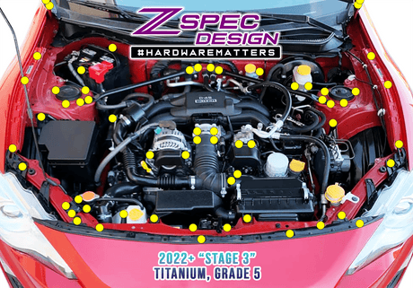 ZSPEC "Stage 3" Dress Up Bolts® Fastener Kit for Scion FRS, Subaru BRZ, Toyota 86 '13-21, Titanium