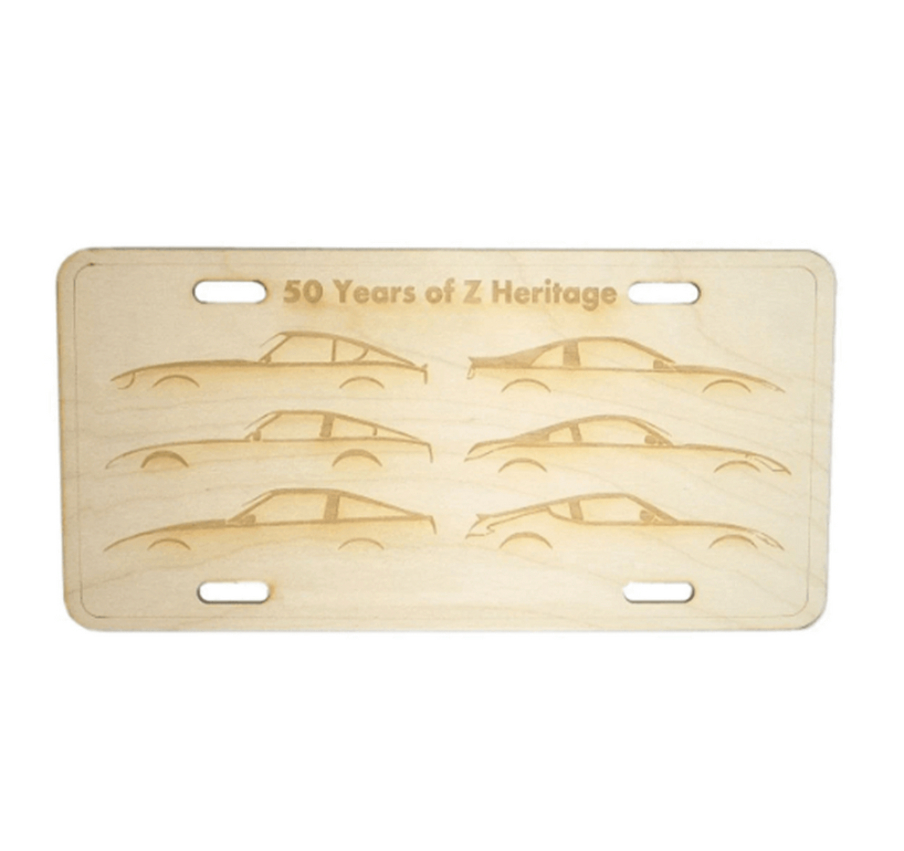 ZSPEC Nissan "Z-Car Silhouettes" License Plate, Birch, Ornamental