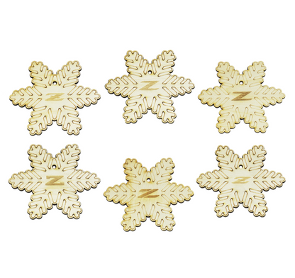 ZSPEC Laser-Engraved Wood Ornaments, Set of Six Nissan Z-Snowflakes, 3.75"