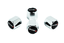 Chrome Valve Stem Tire Caps, Style: NISMO, Black Background