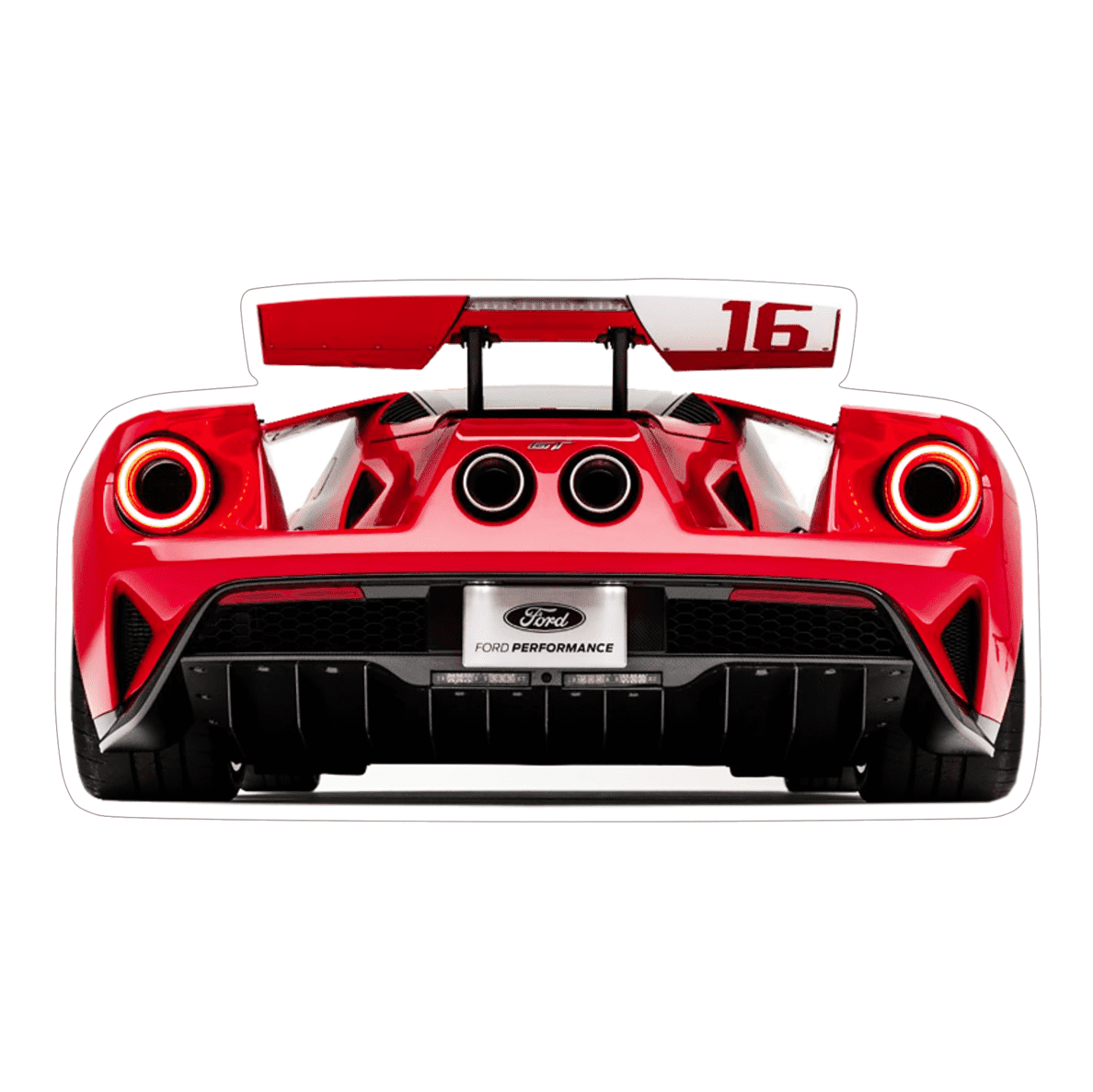 Ford GT Super-Car Rear-View Vinyl Decal / Sticker, Red - ZSPEC Design LLC