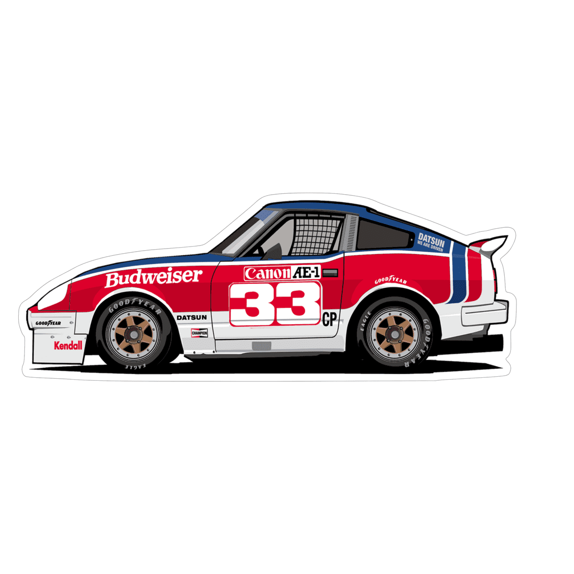 Datsun 240z Race Car Vinyl Decal / Sticker, BSR #33 Style