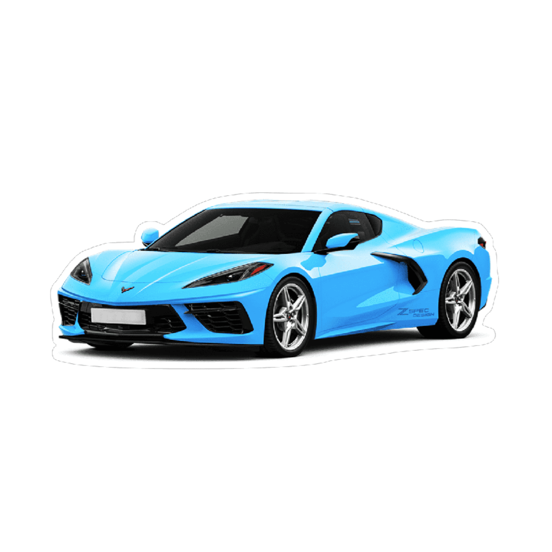 Chevrolet Corvette C8 Sports Car Vinyl Decal / Sticker, Light Blue